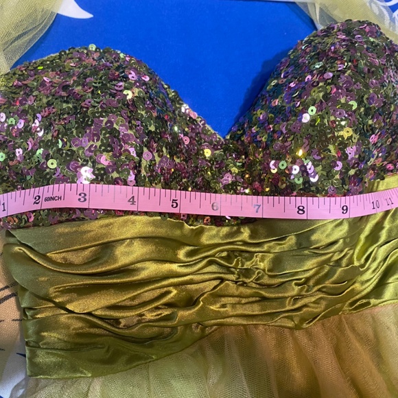 Chico's Beautiful Green Strapless Sequence Chiffon Short Prom Dress Size Small - Picture 4 of 7